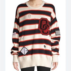 Opening Ceremony Oversized Distressed Varsity Sweater
